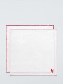 John Lewis Embroidered Hearts Cotton Napkin, Set of 2, White - view 2, White