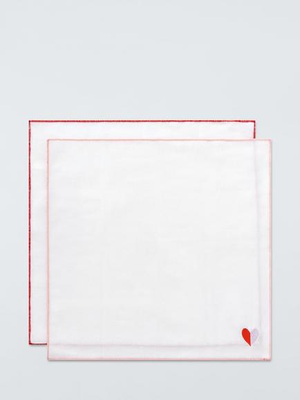 John Lewis Embroidered Hearts Cotton Napkin, Set of 2, White - view 2, White