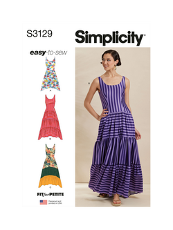Simplicity Misses' Tank Dresses with Petite Lines Sewing Pattern, S3129, D5