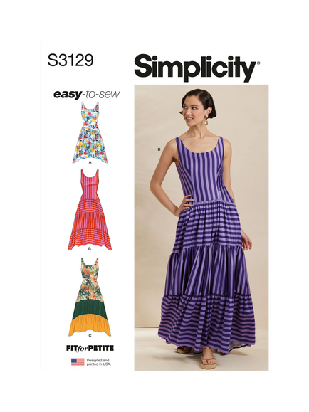 Simplicity Misses' Tank Dresses with Petite Lines Sewing Pattern, S3129, R5
