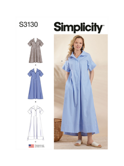 Simplicity Misses' Loose Fitting Collared Pullover Dress Sewing Pattern, S3130, H5