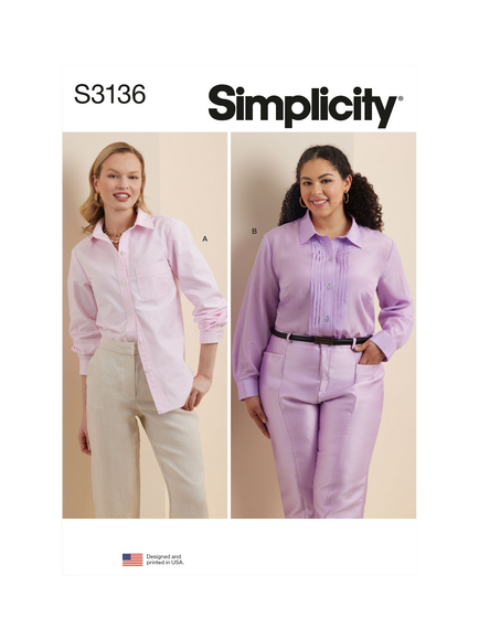 Simplicity Misses' and Women's Loose Fitting Shirt Sewing Pattern, S3136, W3