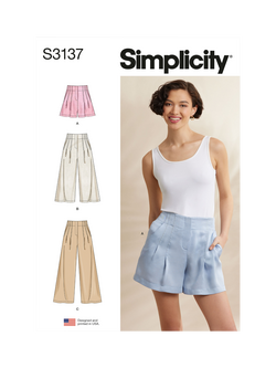 Simplicity Misses' Pleated Shorts and Pants Sewing Pattern, S3137, R5