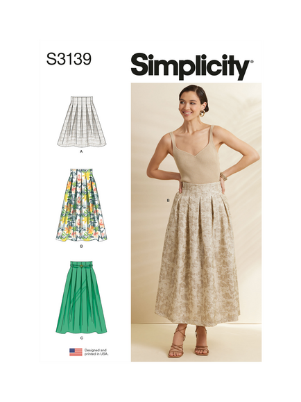 Simplicity Misses' High Waisted Pleated Skirt Sewing Pattern, S3139, H5