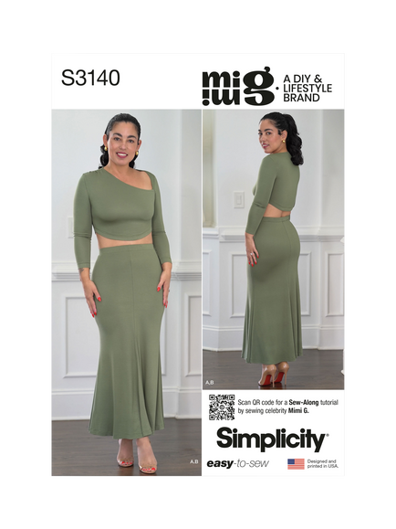Simplicity Misses' Knit Top and Skirt Sewing Pattern, S3140, Y5