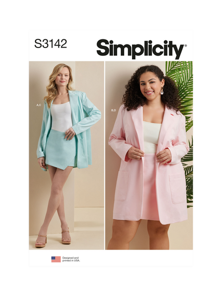Simplicity Misses' and Women's Blazer and Skorts Sewing Pattern, S3142, M1