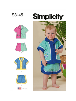 Simplicity Babies' Contrast Shirt and Shorts Sewing Pattern, S3145, A