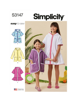 Simplicity Children's and Girls' Hooded Cover Up Sewing Pattern, S3147, Hh