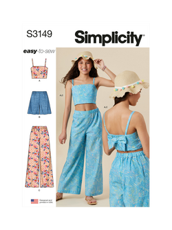 Simplicity Girls' Top Shorts and Pants Sewing Pattern, S3149, A