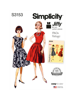 Simplicity Misses' 1960s Vintage One Piece Jiffy Dress Sewing Pattern, S3153, U5
