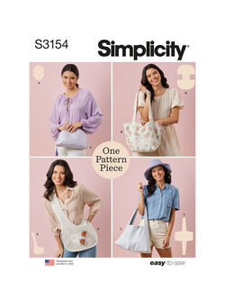 Simplicity Lined Bags Sewing Pattern, S3154, Os