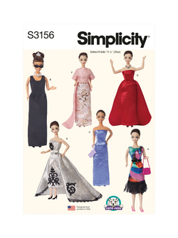 Simplicity 29cm Fashion Doll Clothes Sewing Pattern, S3156, Os