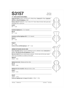 Simplicity 38cm Seated Plush Animals Sewing Pattern, S3157 - view 2, Os