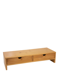 Osco Bamboo 2 Drawer Monitor Stand, 47cm, Natural, Bamboo