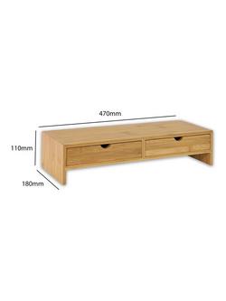 Osco Bamboo 2 Drawer Monitor Stand, 47cm, Natural - view 2, Bamboo