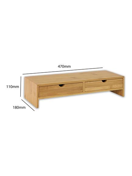 Osco Bamboo 2 Drawer Monitor Stand, 47cm, Natural - view 2, Bamboo