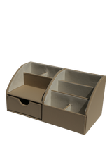 Osco Faux Leather Desk Organiser, Light Taupe