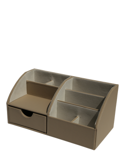 Osco Faux Leather Desk Organiser, Light Taupe, Light Taupe