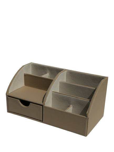 Osco Faux Leather Desk Organiser, Light Taupe, Light Taupe