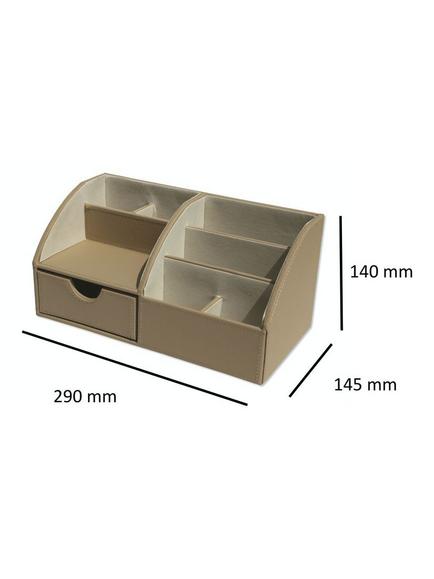 Osco Faux Leather Desk Organiser, Light Taupe - view 2, Light Taupe