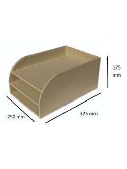 Osco Faux Leather 3-Tier Letter Tray, Light Taupe - view 2, Light Taupe