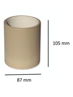 Osco Faux Leather Pen Pot, Light Taupe - view 2, Light Taupe