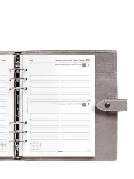 Filofax A5 Day Per Page 2026 Personal Organiser Insert, White - view 2, White