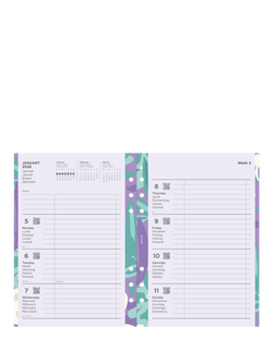 Filofax A5 Floral Week to View 2026 Personal Organiser Insert, White - view 2, White