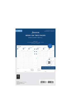 Filofax A5 Week to View Appointments 2026 Personal Organiser Insert, White, White