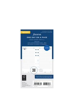 Filofax Personal Day Per Page 2026 Personal Organiser Insert, White
