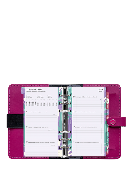 Filofax Personal Floral Week to View 2026 Personal Organiser Insert, White - view 2, White