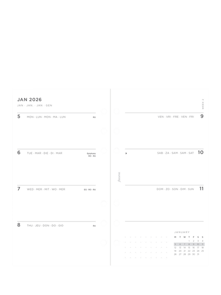 Filofax Personal Minimal Week to View 2026 Personal Organiser Insert, White - view 2, White