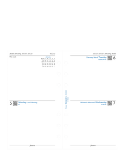 Filofax Personal Two Days per Page 2026 Personal Organiser Insert, White - view 2, White
