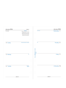 Filofax Personal Week to View Sunday Start 2026 Personal Organiser Insert, White - view 2, White