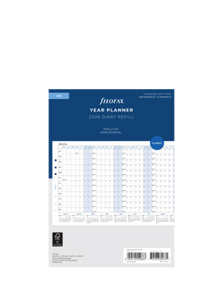 Filofax Personal Horizontal 2026 Year Planner, White, White