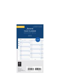 Filofax Personal Vertical 2026 Year Planner, White