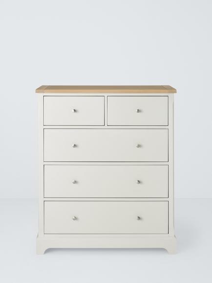 John Lewis Cove 5 Drawer Chest - view 2, Greige Oak