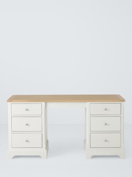 John Lewis Cove 6 Drawer Dressing Table - view 2, Greige Oak