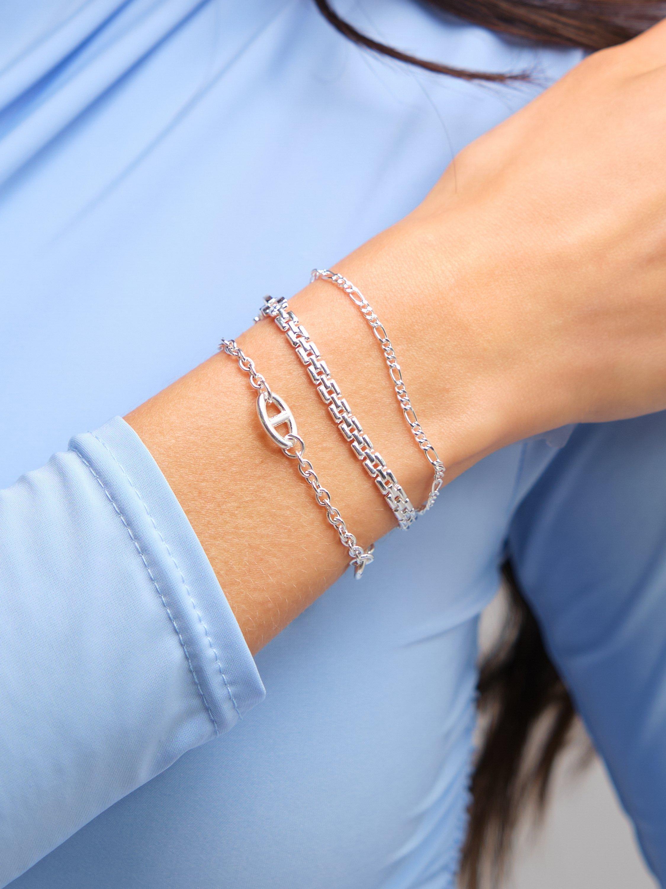 Product image 2 of 3, which shows Simply Silver Figaro Chain Bracelet