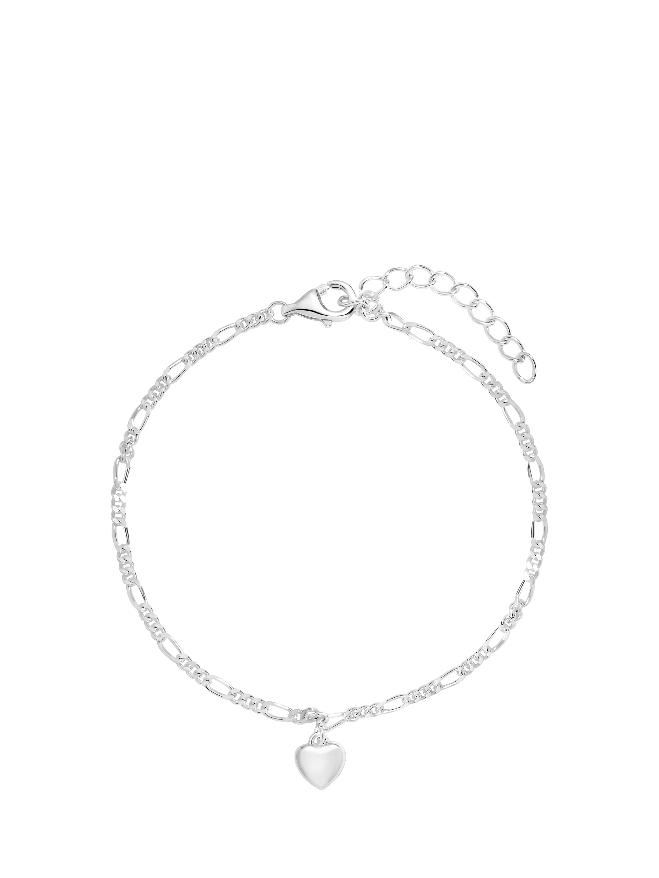 Product image 1 of 3, which shows Simply Silver Figaro Chain Heart Bracelet