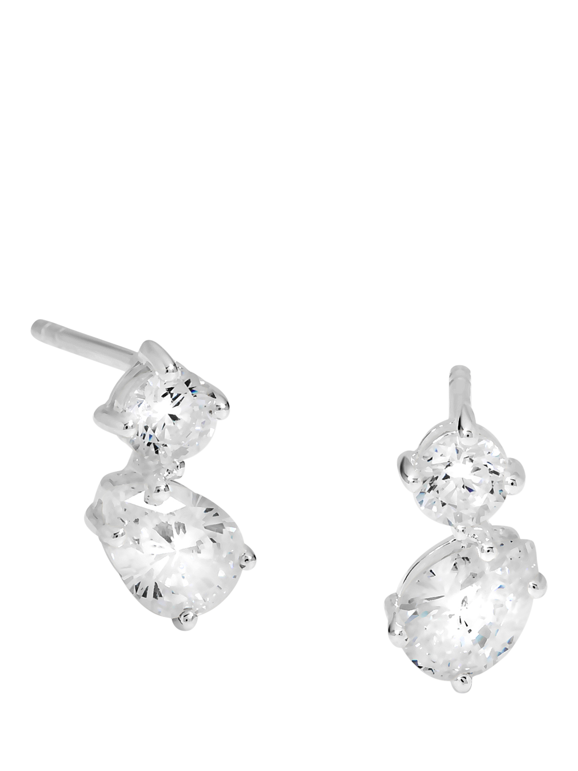 Product image 1 of 1, which shows Simply Silver Cubic Zirconia Stud Drop Earrings, Silver