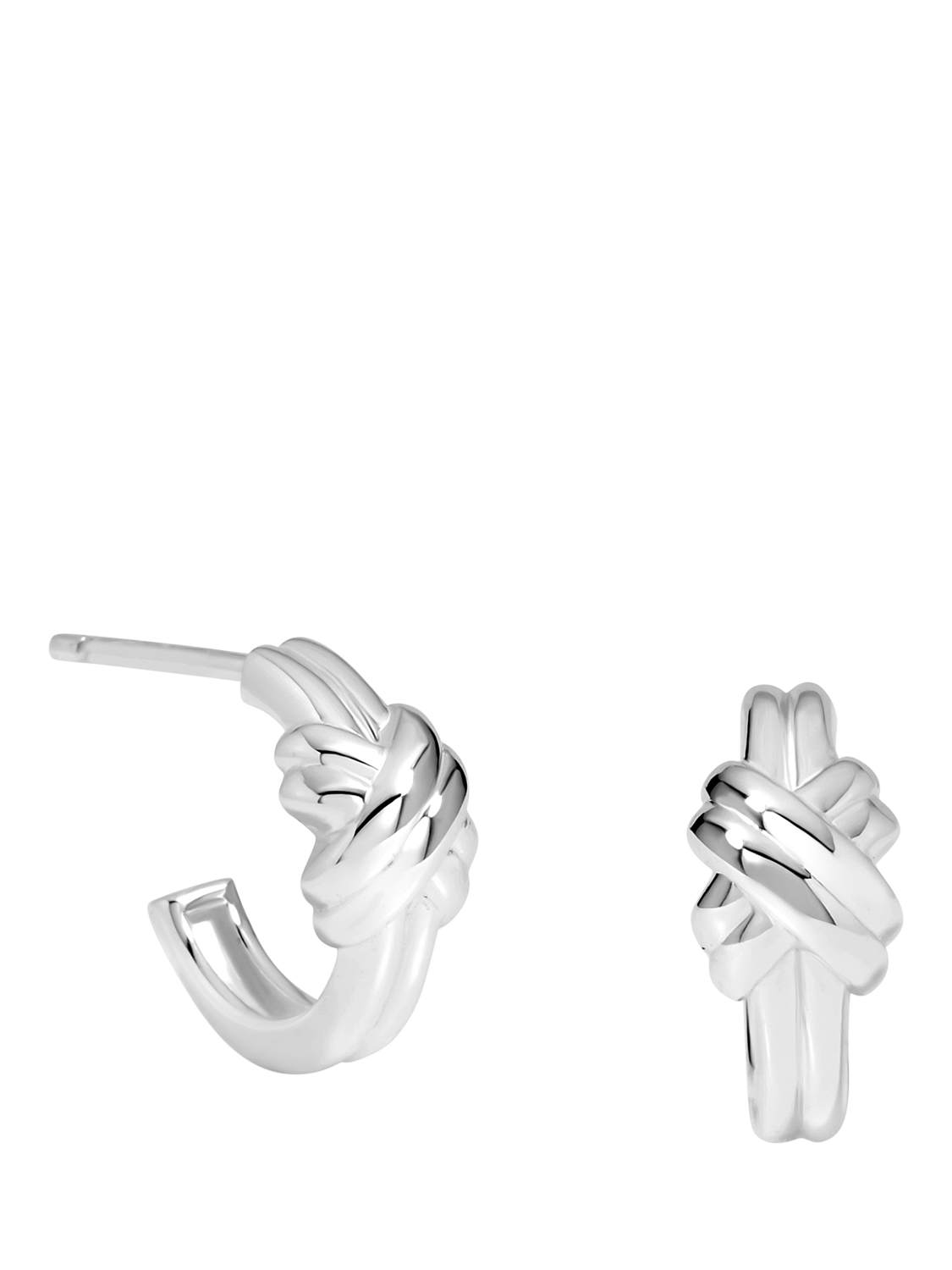 Product image 1 of 1, which shows Simply Silver Sterling Silver 925 Polished Knot Hoop Earrings