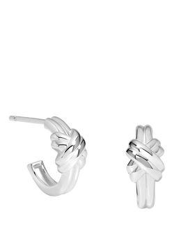 Simply Silver Sterling Silver 925 Polished Knot Hoop Earrings, Silver