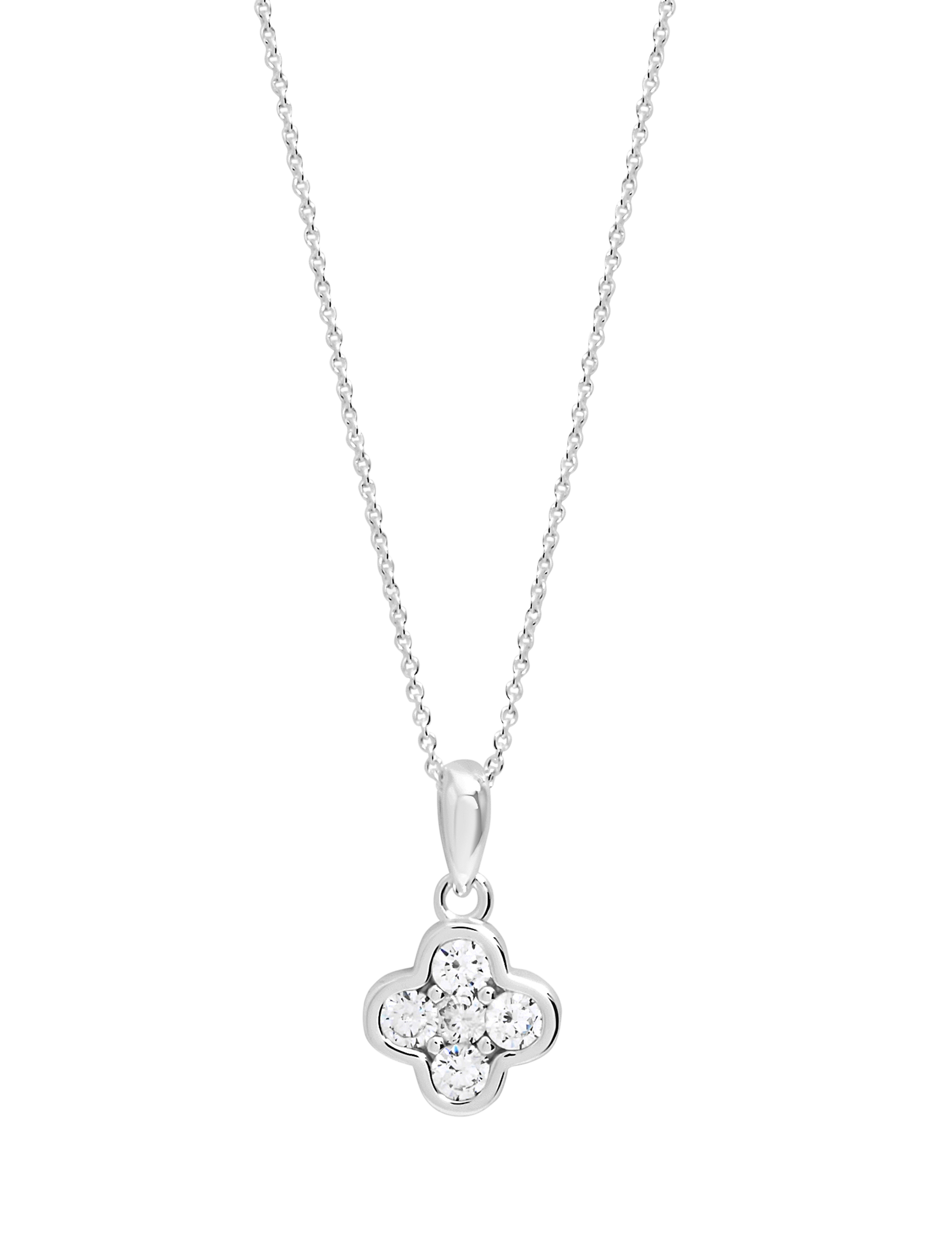 Product image 1 of 2, which shows Simply Silver Cubic Zirconia Clover Necklace
