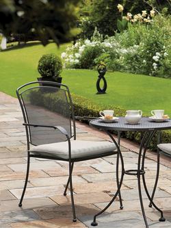 John Lewis Henley by KETTLER Garden Dining Armchair Striped Cushion, Grey - view 2, Grey