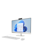 HP 27-cr0045na All-in-One Desktop PC, Intel Core i3 Processor, 8GB RAM, 512GB SSD, 27" Full HD, Shell White