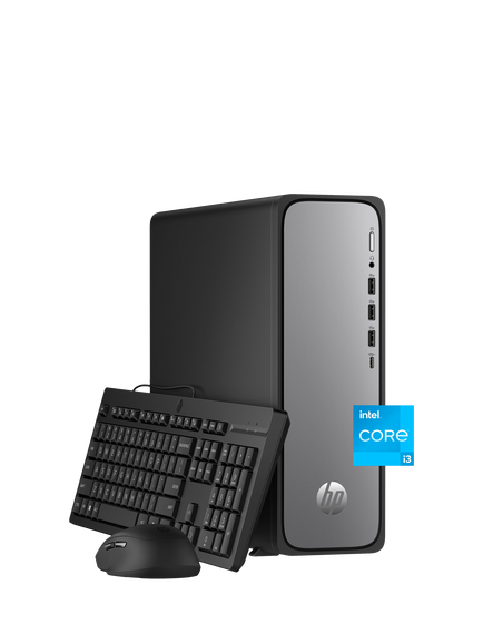 HP OmniDesk S03-0011na Slim Desktop PC, Intel Core i3 Processor, 8GB RAM, 512GB SSD, Black, Black