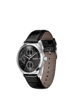 HUGO BOSS 1514272 Men's Principle Master Croc Leather Strap Watch, Black - view 2, Black