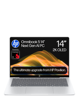 HP OmniBook 5 Laptop, Qualcomm Snapdragon X Processor, 16GB RAM, 512GB SSD, 14” 2K, Glacier Silver