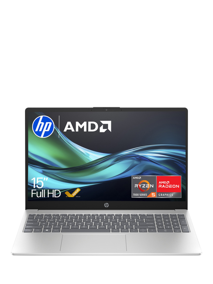 HP 15-fc0049na Laptop, AMD Ryzen 5 Processor, 16GB RAM, 512GB SSD, 15.6” Full HD, Natural Silver, Natural Silver